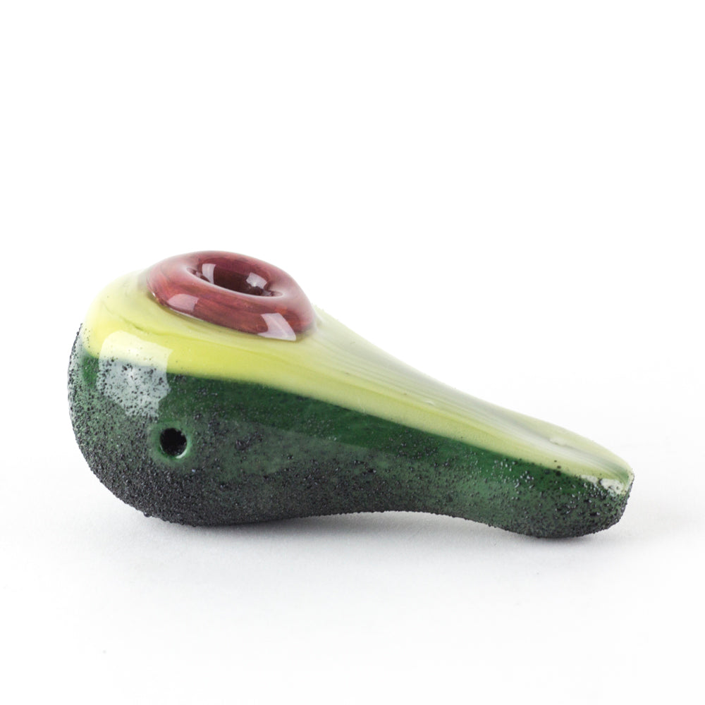 Empire Glassworks Avocadope Dry Pipe, Borosilicate Handpipe, Side View on White