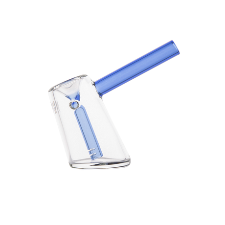 MJ Arsenal Fulcrum Bubbler in Azure - Angled Side View on Seamless White Background