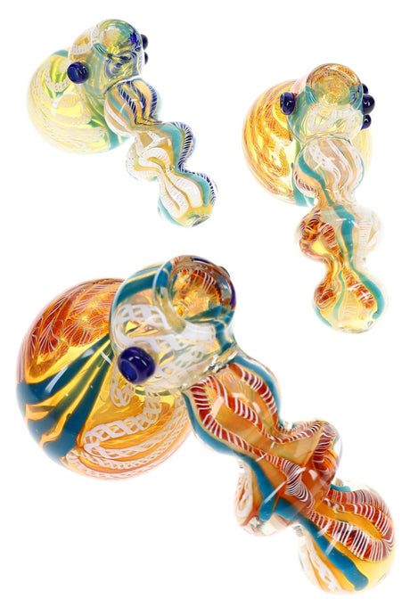 Color-Changing Striped Hammer Bubbler Big Ripple 6 inch alternate view