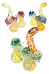 Fumed Frit Double-Chamber Sherlock Bubbler Camel Curl 7 inch alternate view