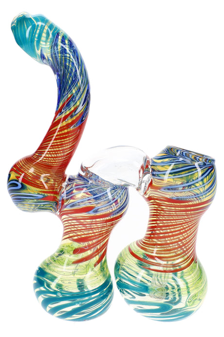 Color-Changing Double-Chamber Sherlock Bubbler Twin Stripe 7.5 inch