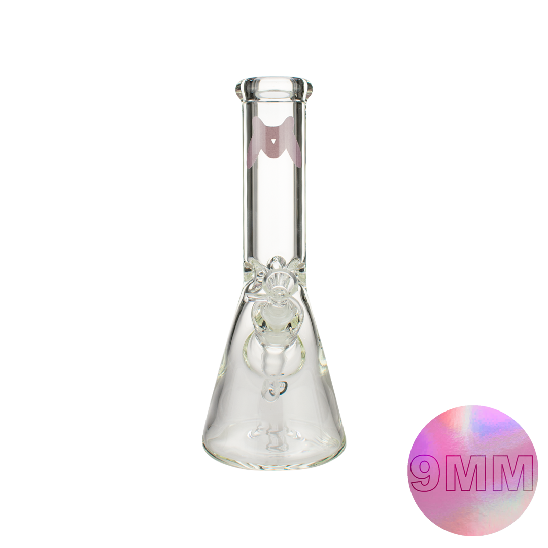 MAV Glass 12" Classic Beaker Bong with 9mm Thick Borosilicate Glass, Front View on White Background