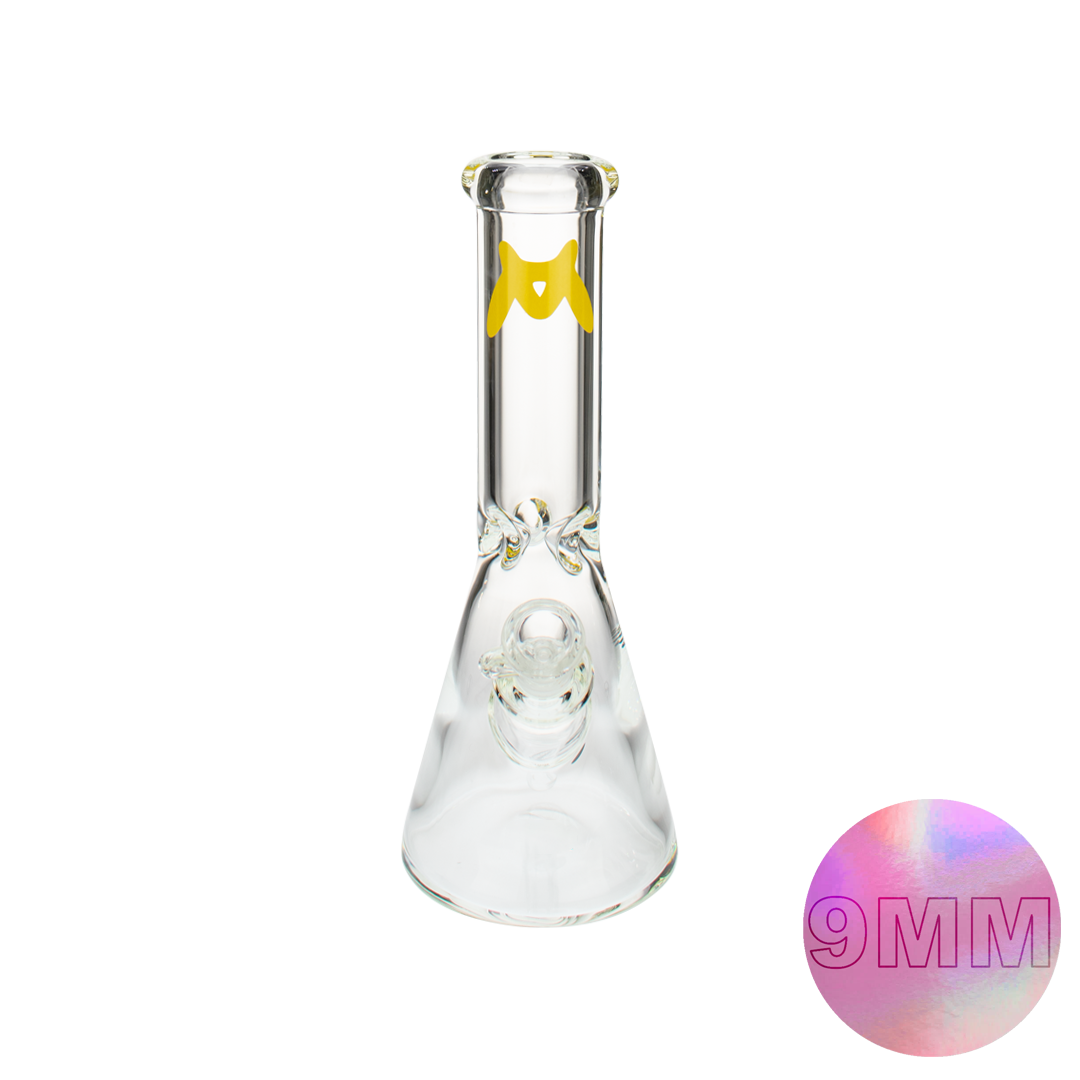 MAV Glass 12" Classic Beaker Bong in Clear Borosilicate with Colored Accents, Front View