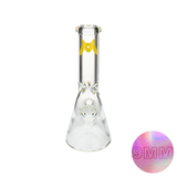 MAV Glass 12" Classic Beaker Bong in Clear Borosilicate with Colored Accents, Front View