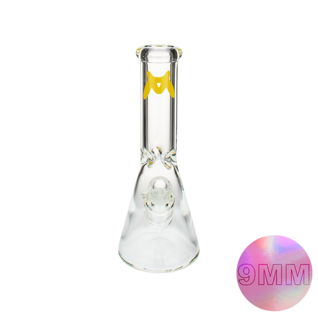 MAV Glass 12" Classic Beaker Bong in Clear Borosilicate with Colored Accents, Front View