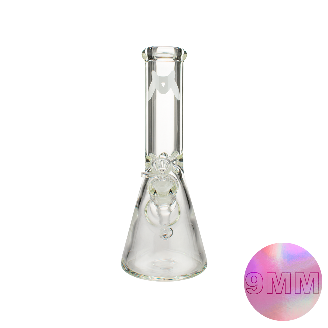 MAV Glass 12" Classic Beaker Bong in Clear Borosilicate with 9mm Thickness - Front View