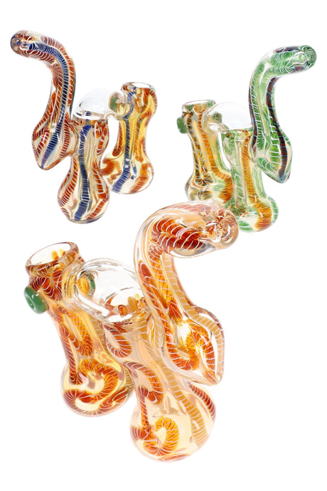 Color-Changing Squiggle Double-Chamber Sherlock Bubbler Squiggle Twin 7 inch alternate view
