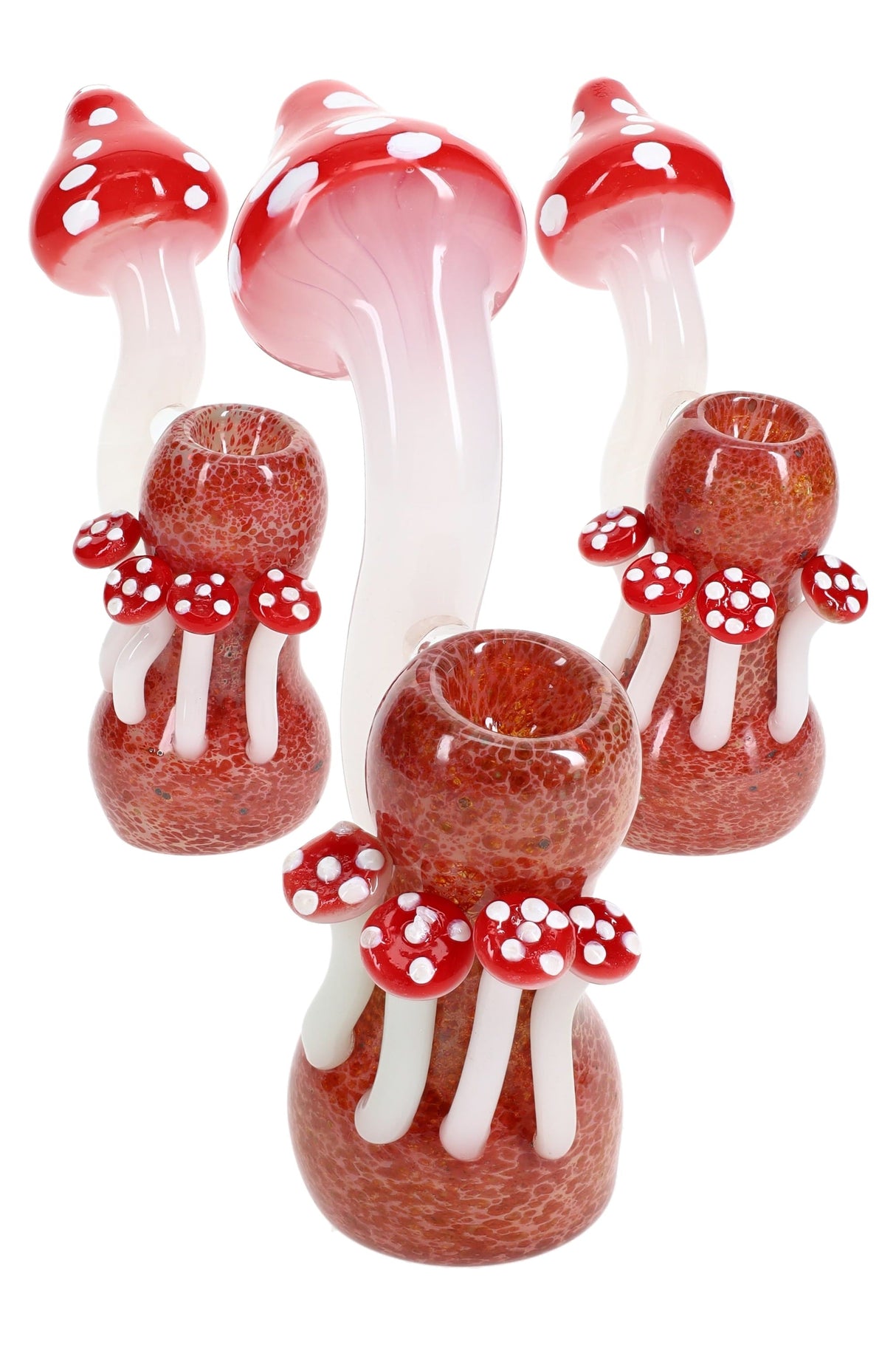 6″ Red Mushroom Silver-Fumed Sherlock Bubbler