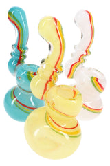 Rasta Swirl Frit Glass Sherlock Bubbler “Rasta Ripple” – 5″ – Assorted Colors