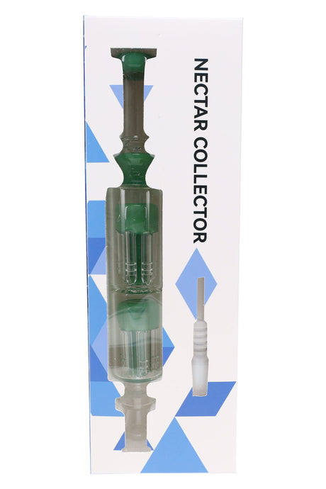 Glass Double Tree Perc Dab Straw “Twin Timber”, 9½″, Assorted Colors