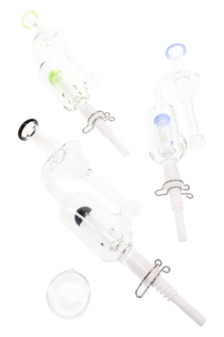 Glass Recycler Dab Straw “Perc Portal”, Dome Perc, 7½″, Assorted Colors