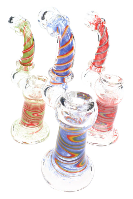 Rasta Swirl Striped Frit Sherlock Bubbler Rasta Curl 6 inch alternate view