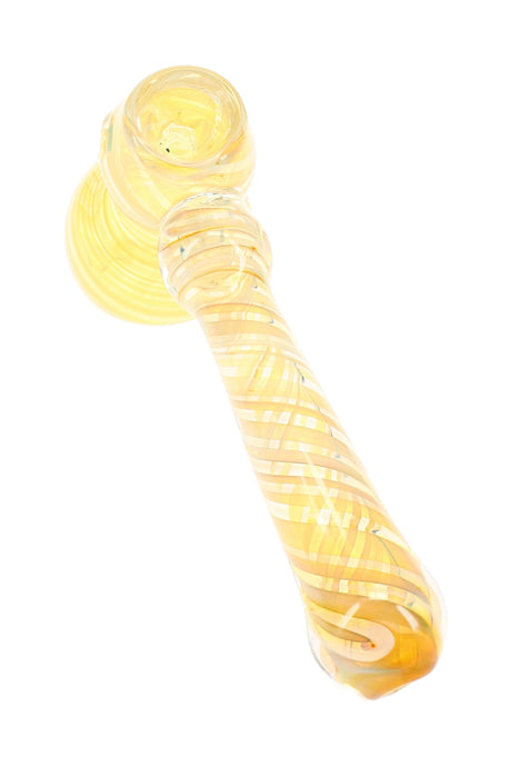 Silver Fumed Swirl Glass Hammer Bubbler Pocket Moon 5.5 inch