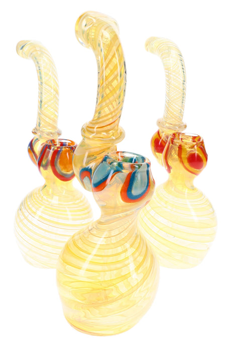Silver Fumed Swirl Glass Sherlock Bubbler Moon Spiral 8 inch alternate view