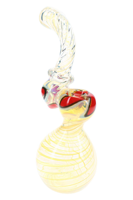 Silver Fumed Swirl Glass Sherlock Bubbler Moon Spiral 8 inch