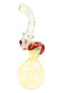 Silver Fumed Swirl Glass Sherlock Bubbler Moon Spiral 8 inch