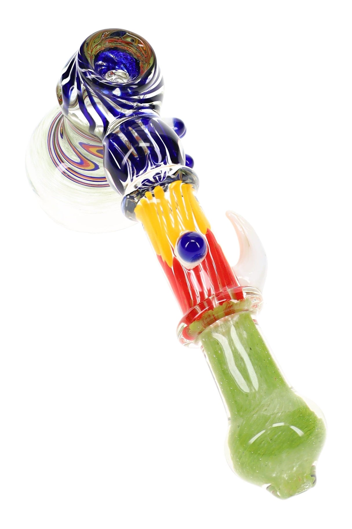 Rasta Swirl Frit Hammer Bubbler Eye Spy 8 inch