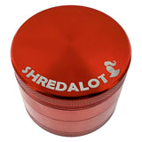 Sir Shredalot 4-part 63mm Grinder in Red with Fine Mesh Screen - Top View