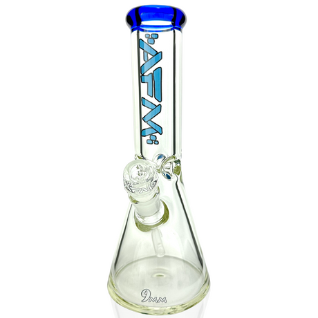 AFM Glass Heavy Boi 12" Beaker Bong with Ink Blue Colored Lip and 9mm Thick Glass