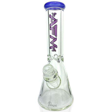 12" AFM Glass Heavy Boi Beaker Bong with Purple Colored Lip and 9mm Thickness