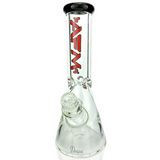 12" AFM Glass Heavy Boi Beaker Bong with Colored Lip and 9mm Thick Glass, Front View