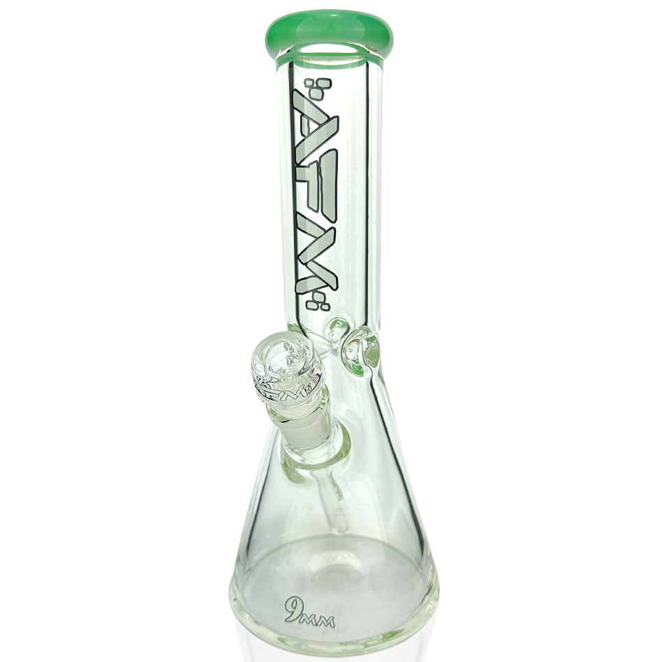 AFM Glass 12" Heavy Boi Beaker Bong with Mint Colored Lip and 9mm Thickness - Front View