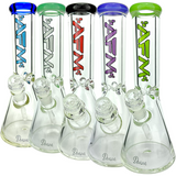 AFM Glass Heavy Boi 9mm Beaker Bongs with Colored Lips in Various Colors, Front View