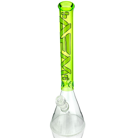 16" AFM Glass Beaker Bong in Lime with Extraterrestrial Design - Front View