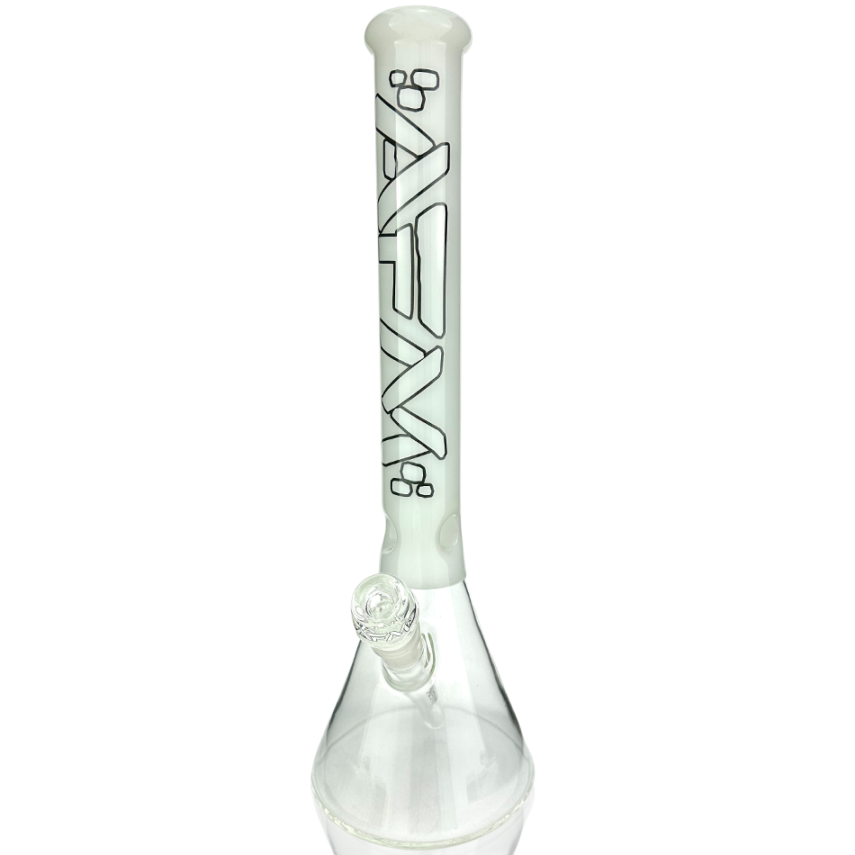 16" AFM Glass Extraterrestrial Ivory Beaker Bong with Color Accents - Front View