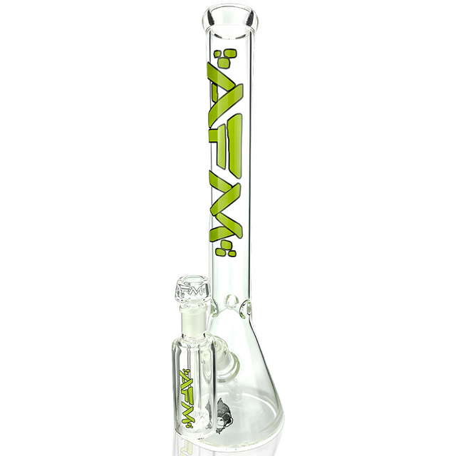 18" AFM Clear Glass Beaker Bong with Showerhead Perc and Colored Logo