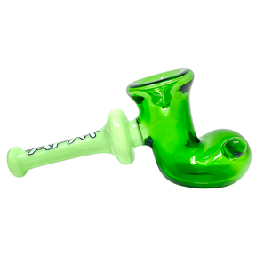 AFM 6" Double Color Green Boot Hand Pipe with Deep Bowl - Side View