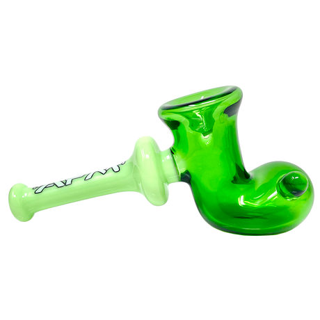 AFM 6" Double Color Green Boot Hand Pipe with Deep Bowl - Side View