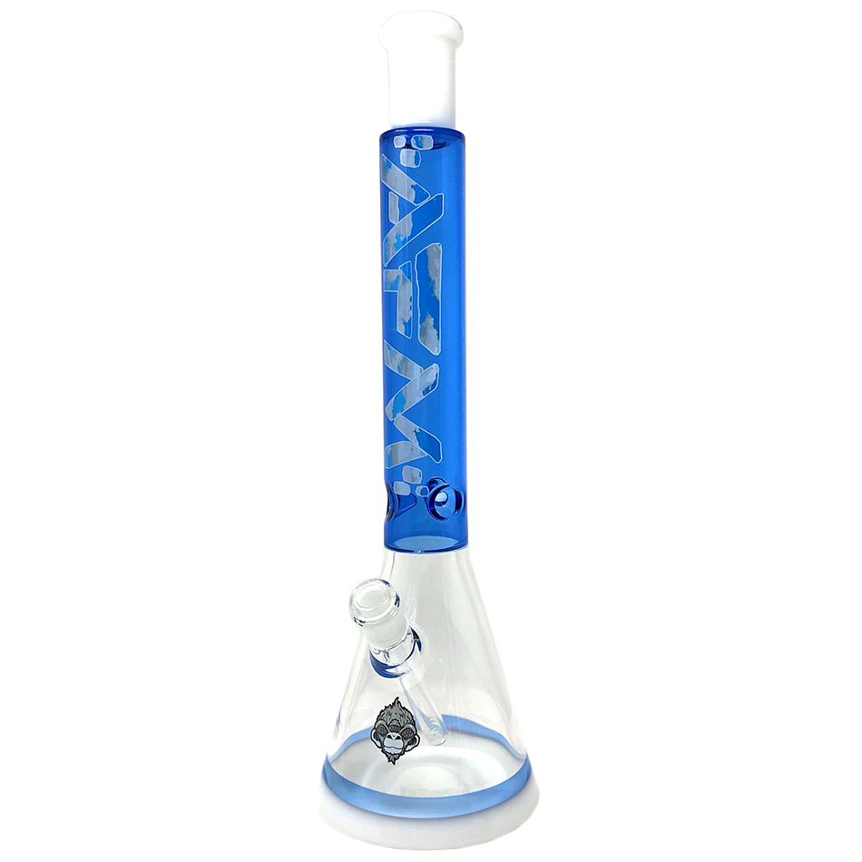 18" AFM Glass Beaker Bong with Blue Accents and Showerhead Perc - Front View