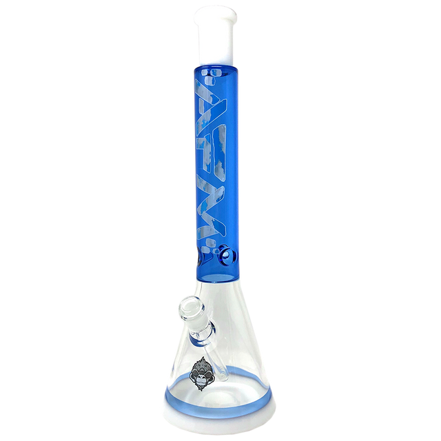 18" AFM Glass Beaker Bong with Blue Accents and Showerhead Perc - Front View