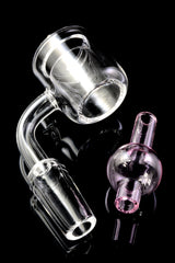 Quartz 14.5 mm Male/Female 90° Thermal Banger – With Bubble Carb Cap