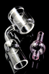 Quartz 14.5 mm Male/Female 90° Thermal Banger – With Bubble Carb Cap