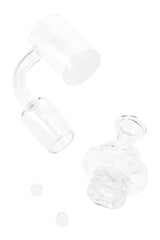 Quartz 14.5 & 18.8 mm Male Spinner Banger – Colored Bottom – Beads & Cap