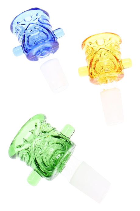 Colored Tiki Glass Bowl “Island Totem”, 14.5 mm Male, Assorted Colors