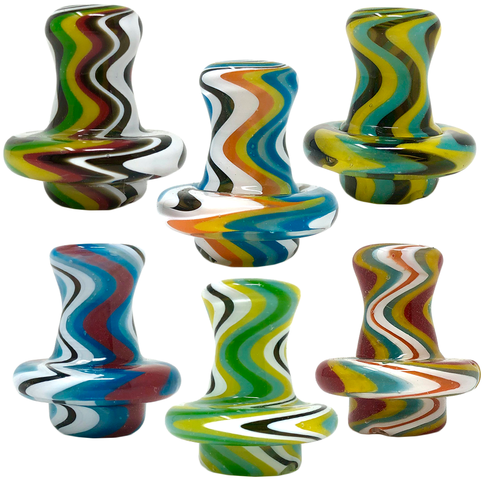 AFM Reversal Spinner Cap with 2 Pearls set, vibrant multicolor design, for enhancing dab rig airflow