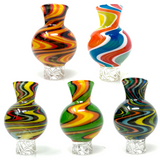 AFM Turbo Groovy Reversal Glass Spinner Carb Caps with colorful designs and 2 pearls