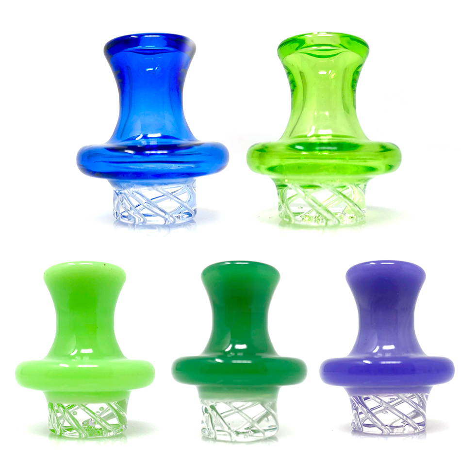 AFM Color Turbo Spinner Glass Carb Caps in Blue, Green, and Purple with 2 Pearls