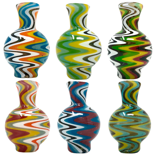 AFM Reversal Bubble Spinner Caps with colorful swirl patterns, front view on white background