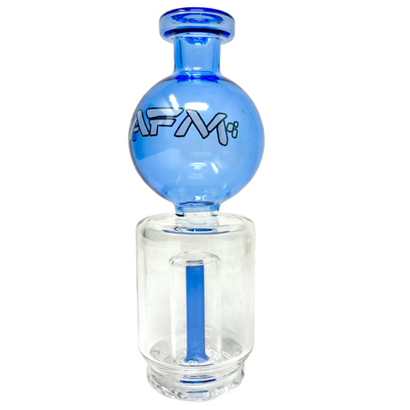 6" AFM Puffco Peak Globe Attachment with Blue Accents and Showerhead Perc - Front View