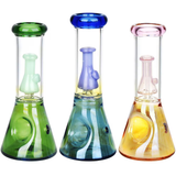 Beaker Perc Glass Hand Pipe | 6.5" | Colors Vary