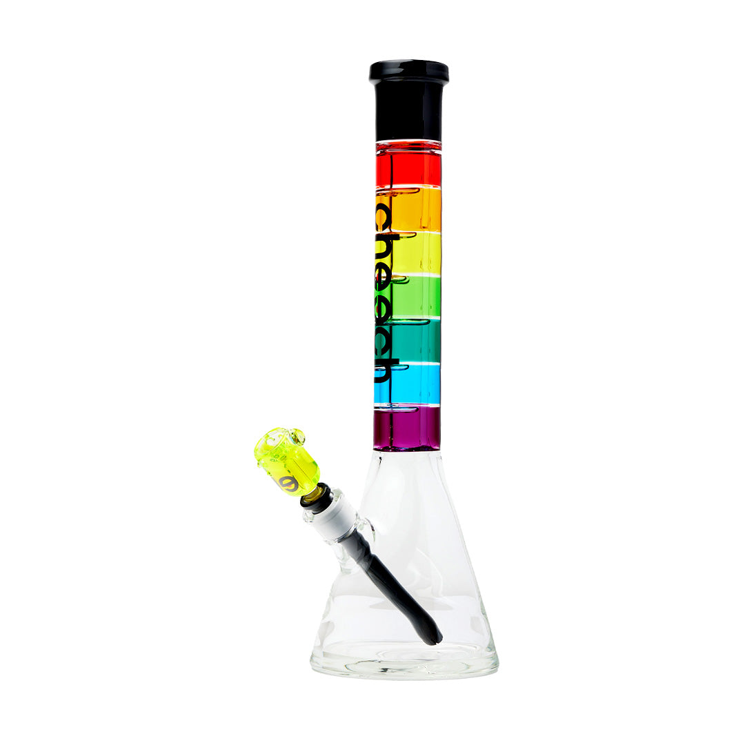 Cheech Glass 18" Rainbow Glycerin Water Pipe with 14mm Female Joint - Front View