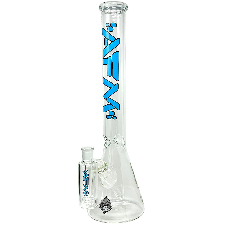 AFM 18" Clear Glass Beaker Bong with Showerhead Perc and Colored Logo