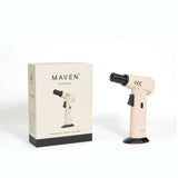 Maven Torch Hurricane Handheld Windproof Jet Flame in Beige with Packaging - Angled View