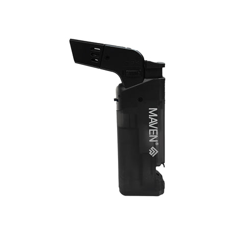 Maven Torch Popper Windproof Lighter & Bottle Opener Combo in Black, Side View