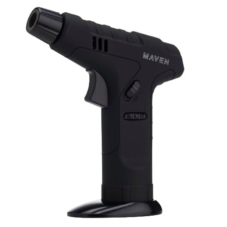 Maven Torch Durable Black Torch Lighter with Windproof Jet Flame and Safety Lock, Side View