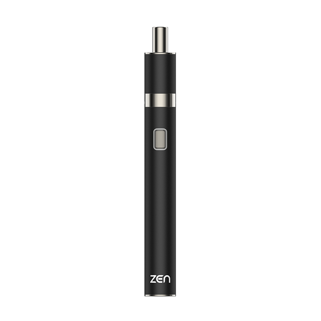 Yocan Zen vaporizer in black, sleek design with easy-to-use button, front view on white background